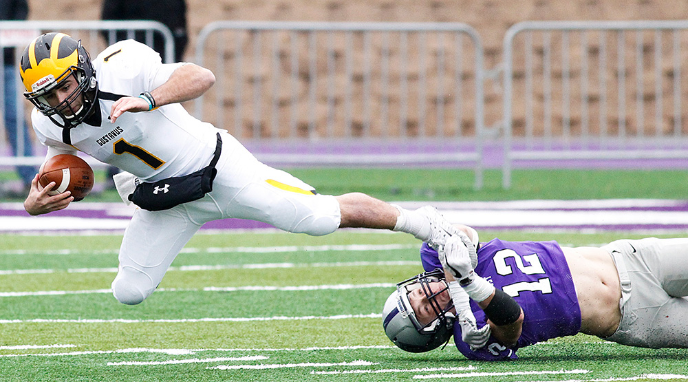 Dylan Andrew sacks Gustavus quarterback